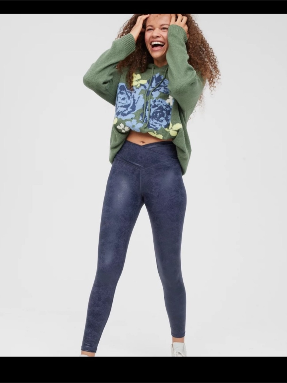 Aerie OFFLINE Real Me Crossover Leggings Blue Size L